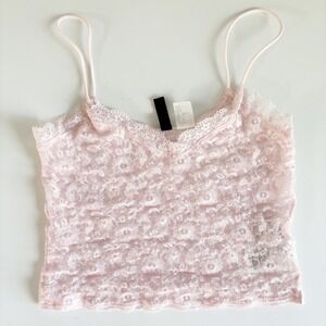 H&M Divided Womens Sheer Pink Floral Lace Coquette Balletcore Cami Top Size‎ XS